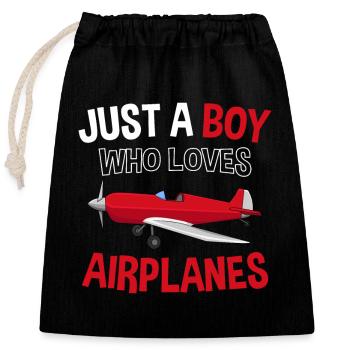 Pilote Pilote Capitaine Aviation d’aéronefs - Sac cadeau en coton avec cordon (25 x 30 cm) - noir - Devant