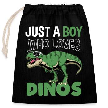 Trex Tyrannosaurus Rex T-Rex Dino Dinosaurier - Verschließbarer Geschenkbeutel aus Baumwolle (25x30cm) - Schwarz - Vorne