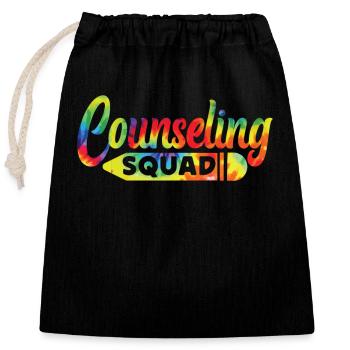 School Counselor Tie Dye - Closable cotton gift bag (25x30cm) - black - Front