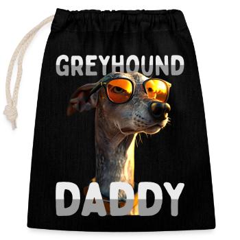 Lévrier Daddy Chiens Papa Fête des Pères Papa Lévrier - Sac cadeau en coton avec cordon (25 x 30 cm) - noir - Devant