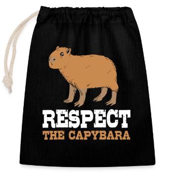 Capybara - Verschließbarer Geschenkbeutel aus Baumwolle (25x30cm) - Schwarz - Vorne