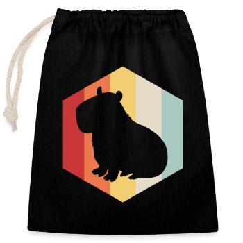 Capybara - Verschließbarer Geschenkbeutel aus Baumwolle (25x30cm) - Schwarz - Vorne