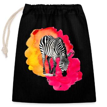Zebra Africa Wild Zoo Animals Stripes Colorful - Closable cotton gift bag (25x30cm) - black - Front