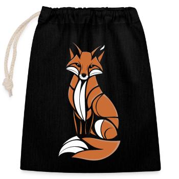 Fuchs Künstlerisches Design in Braun und Weiß - Verschließbarer Geschenkbeutel aus Baumwolle (25x30cm) - Schwarz - Vorne