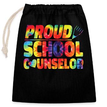 School Counselor Tie Dye Proud - Closable cotton gift bag (25x30cm) - black - Front