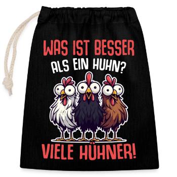 Huhn Hühner Mutter Oma Geschenk Sprüche - Verschließbarer Geschenkbeutel aus Baumwolle (25x30cm) - Schwarz - Vorne