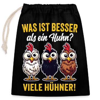 Huhn Hühner Mutter Oma Geschenk Sprüche - Verschließbarer Geschenkbeutel aus Baumwolle (25x30cm) - Schwarz - Vorne