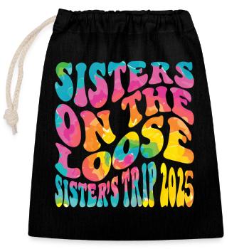 Sisters on the Run Sisters' Trip 2025 - Closable cotton gift bag (25x30cm) - black - Front