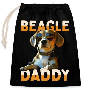 Beagle Daddy Hunde Papa Vatertag Vater Beagle Dad - Verschließbarer Geschenkbeutel aus Baumwolle (25x30cm) - Schwarz - Vorne