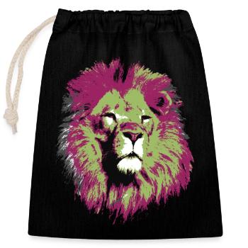 Loewe big cat - Closable cotton gift bag (25x30cm) - black - Front