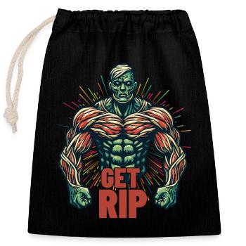 Get RIP Muscular Zombie Bodybuilder Saying - Closable cotton gift bag (25x30cm) - black - Front