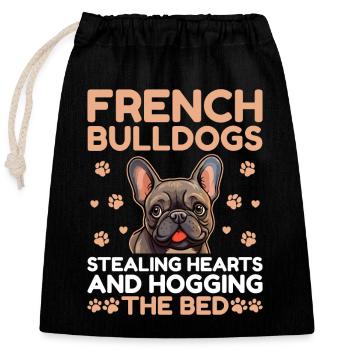 Französische Bulldoggen Stehlen Herzen Und Beschlagnahmung Des Seins - Verschließbarer Geschenkbeutel aus Baumwolle (25x30cm) - Schwarz - Vorne