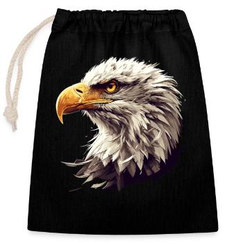 Bald Eagle Weißkopfseeadler - Closable cotton gift bag (25x30cm) - black - Front