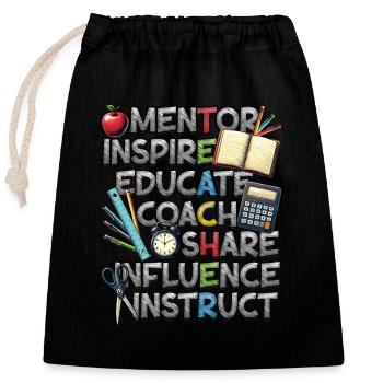 Mentor Inspirer Éduquer Entraîneur Enseignant - Sac cadeau en coton avec cordon (25 x 30 cm) - noir - Devant