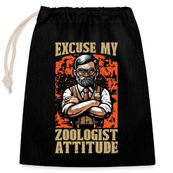 Excuse My Zoologist Attitude Animal Lover Zoologie - Sac cadeau en coton avec cordon (25 x 30 cm) - noir - Devant