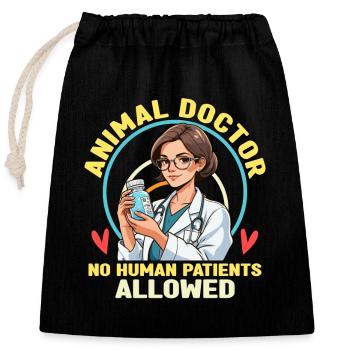 Médecine vétérinaire Médecin animalier Pas de vétérinaire humain Med - Sac cadeau en coton avec cordon (25 x 30 cm) - noir - Devant