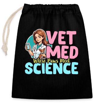 Clinique vétérinaire Vet Med Where Paws Meet Science - Sac cadeau en coton avec cordon (25 x 30 cm) - noir - Devant