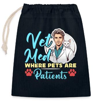 Vet Med où les animaux de compagnie sont des patients Clinique vétérinaire - Sac cadeau en coton avec cordon (25 x 30 cm) - bleu marine - Devant