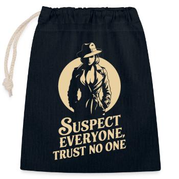 Verdächtige Jeden, Traue Keinem - Murder Mystery - Verschließbarer Geschenkbeutel aus Baumwolle (25x30cm) - Navy - Vorne
