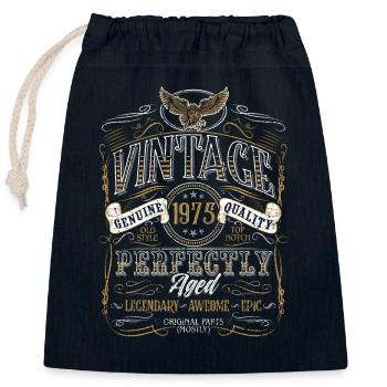 50e anniversaire 50 ans Né 1975 Homme Femme - Sac cadeau en coton avec cordon (25 x 30 cm) - bleu marine - Devant