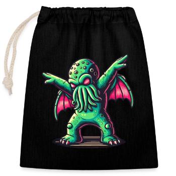 Lustiger Tanzender Cthulhu Tentakel Kreatur - Verschließbarer Geschenkbeutel aus Baumwolle (25x30cm) - Schwarz - Vorne