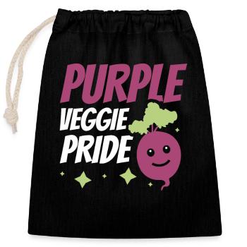 Beetroot vegetables for vegan farmer beets - Closable cotton gift bag (25x30cm) - black - Front