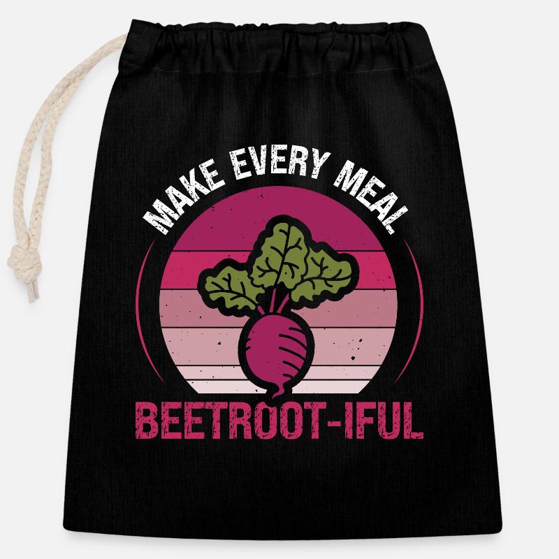 Rote Bete Gemüse Rüben Gärtner Beetroot-Iful - Verschließbarer Geschenkbeutel aus Baumwolle (25x30cm) - Schwarz
