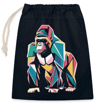 Bunter Geometrischer Gorilla Kunstdruck - Verschließbarer Geschenkbeutel aus Baumwolle (25x30cm) - Navy - Vorne