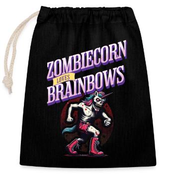 Zombie Unicorn Funny Halloween Saying - Closable cotton gift bag (25x30cm) - black - Front