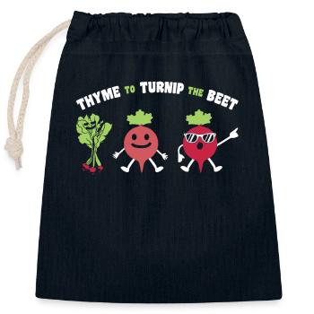 Thyme To Turnip The Beet Beets Beetroot Gift - Closable cotton gift bag (25x30cm) - navy - Front