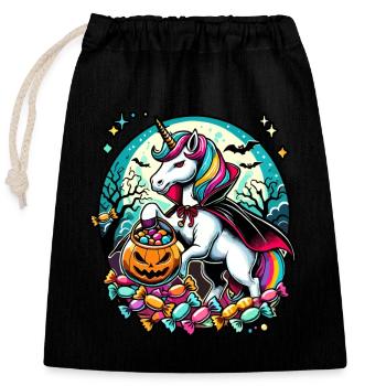 Funny Vampire Unicorn Loves Candy - Closable cotton gift bag (25x30cm) - black - Front