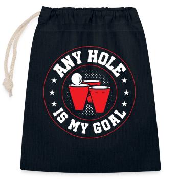 Bierpong Lustig Trinkspiel Spruch Any Hole My Goal - Verschließbarer Geschenkbeutel aus Baumwolle (25x30cm) - Navy - Vorne