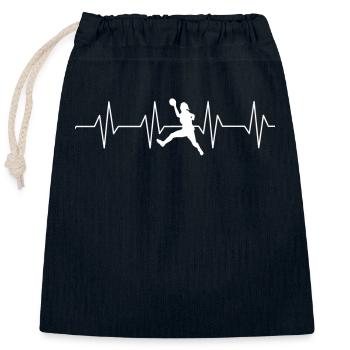 Heartbeat pulse line handball player heartline - Closable cotton gift bag (25x30cm) - navy - Front