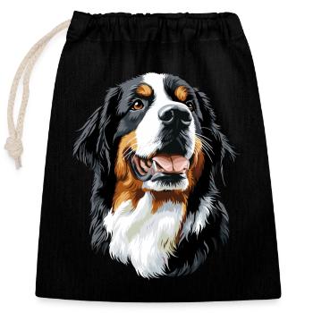Bouvier bernois Chiens mignons Bouvier suisse - Sac cadeau en coton avec cordon (25 x 30 cm) - noir - Devant