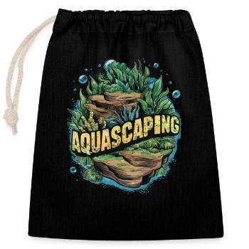 Aquascaping Passionné Coloré Nature Roches Art - Sac cadeau en coton avec cordon (25 x 30 cm) - noir - Devant