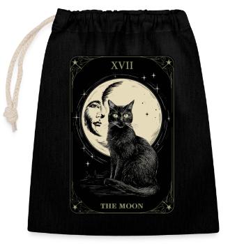 Mysteriöser Mond und schwarze Katze XVII - Verschließbarer Geschenkbeutel aus Baumwolle (25x30cm) - Schwarz - Vorne
