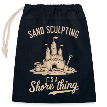 Creative Sandcastles Art on the Beach | Sculptures - Closable cotton gift bag (25x30cm) - navy - Front