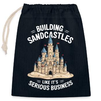 Creative Sandcastles Art on the Beach | Sculptures - Closable cotton gift bag (25x30cm) - navy - Front