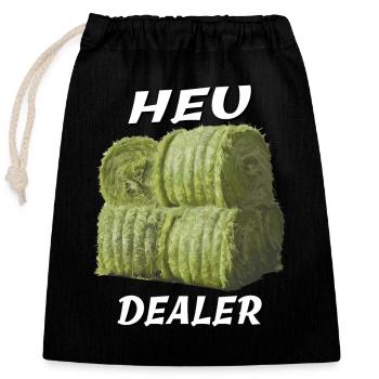 HEU DEALER - Verschließbarer Geschenkbeutel aus Baumwolle (25x30cm) - Schwarz - Vorne