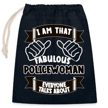 policière drôle dire cadeau - Sac cadeau en coton avec cordon (25 x 30 cm) - bleu marine - Devant