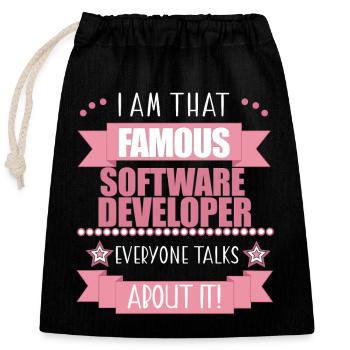 Software Developer Profession Ladies Gift - Closable cotton gift bag (25x30cm) - black - Front