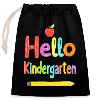 Kindergarten School Enrollment Start Kindergarten Child - Closable cotton gift bag (25x30cm) - black - Front