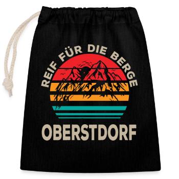 Oberstdorf Ready for the mountains - Closable cotton gift bag (25x30cm) - black - Front
