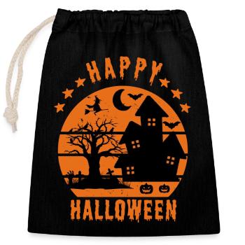 Joyeux halloween - Sac cadeau en coton avec cordon (25 x 30 cm) - noir - Devant