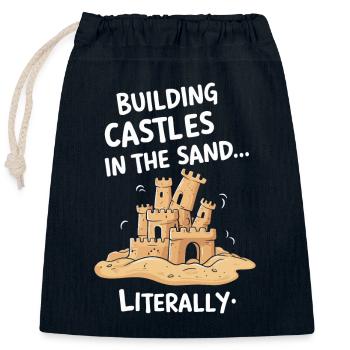 Creative Sandcastles Art on the Beach | Sculptures - Closable cotton gift bag (25x30cm) - navy - Front