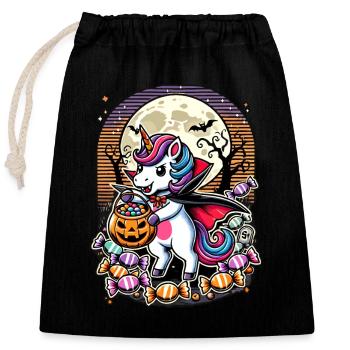 Funny Vampire Unicorn Loves Candy - Closable cotton gift bag (25x30cm) - black - Front