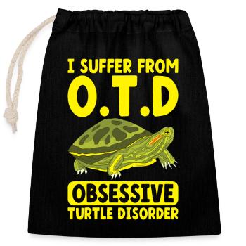 Turtle Red-eared Turtle - Closable cotton gift bag (25x30cm) - black - Front