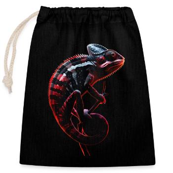 Caméléon motif animal amoureux des animaux reptile lézard - Sac cadeau en coton avec cordon (25 x 30 cm) - noir - Devant
