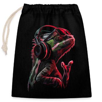 Chameleon Animal Animal Lover Headphones Reptiles - Closable cotton gift bag (25x30cm) - black - Front