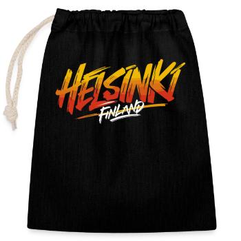Helsinki Finland Souvenir - Closable cotton gift bag (25x30cm) - black - Front